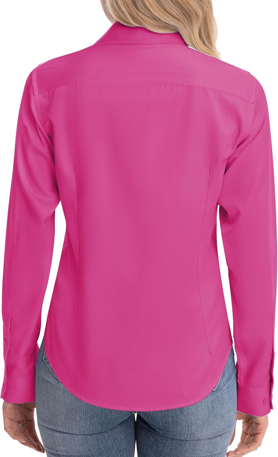 siliteelon Womens Classic-Fit Dress Shirts Long Sleeve Button Down Wrinkle-Free Stretch Solid Casual Work Office Blouse Top - Image 4