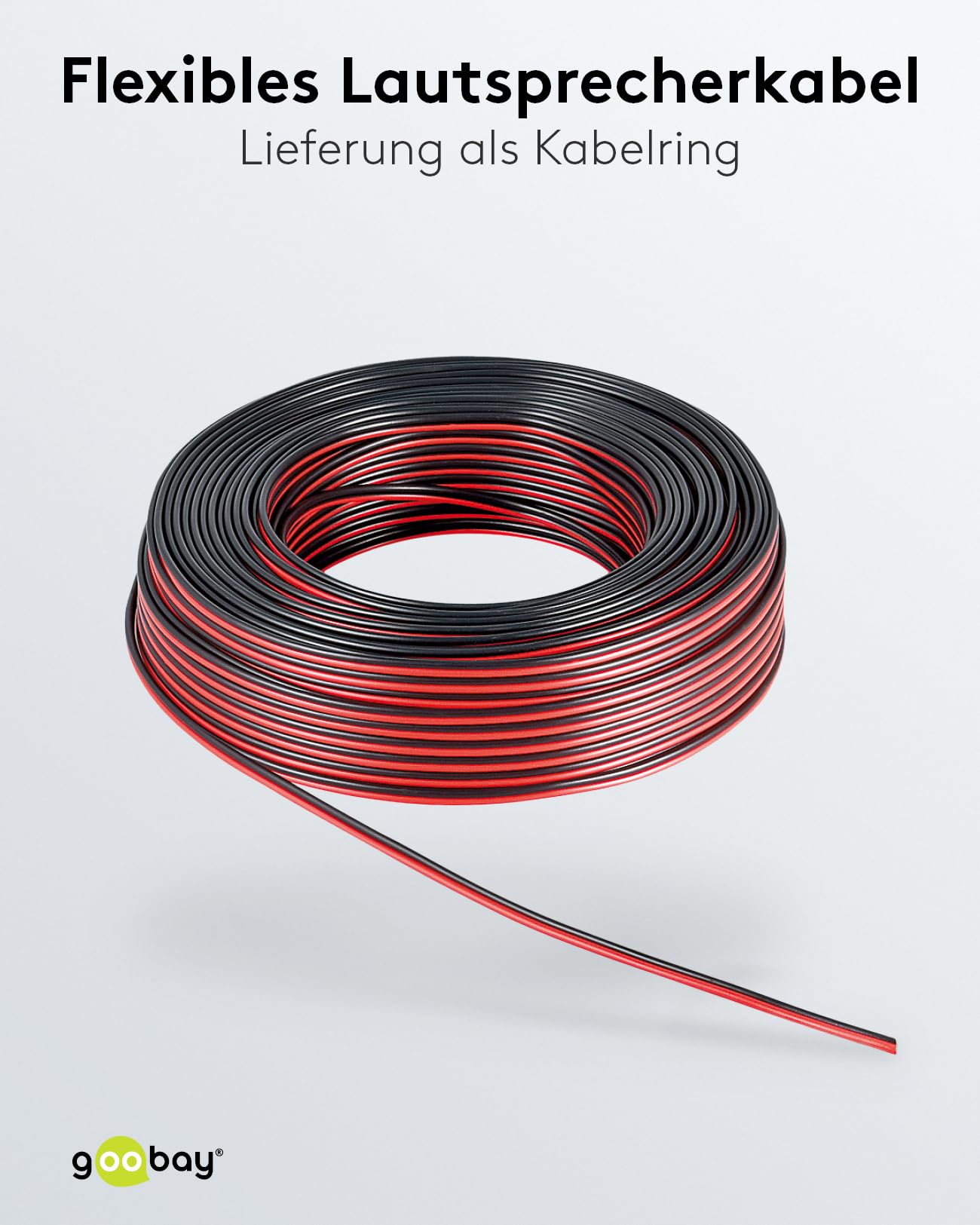 Goobay 67735 kabel głośnikowy 2 x 2,5 mm² przewód CCA/kabel audio na metry/Speaker Cable kabel kablowy kabel audio/kabel do subwoofera/czerwony czarny / 10 m