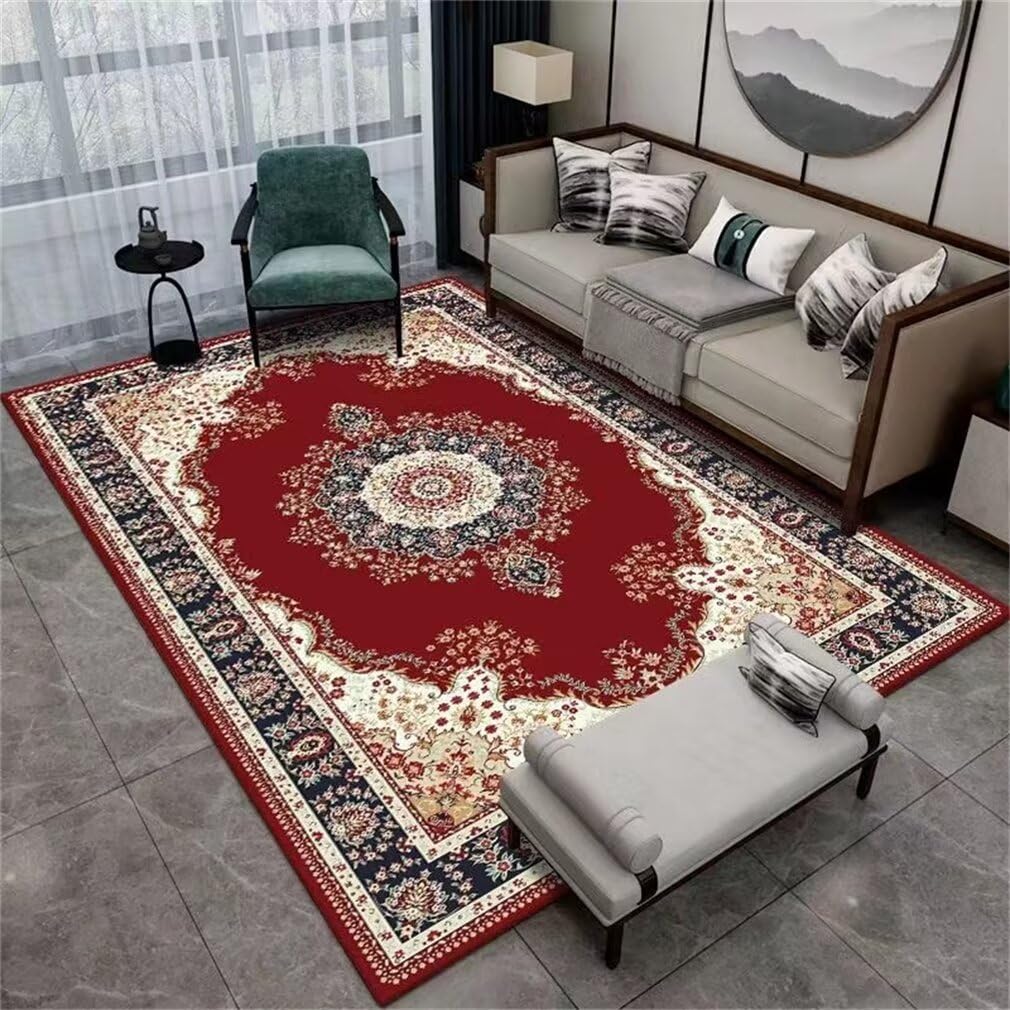 Carpette chambre tapis antiacaro rouge 60x110 lavable style vintage