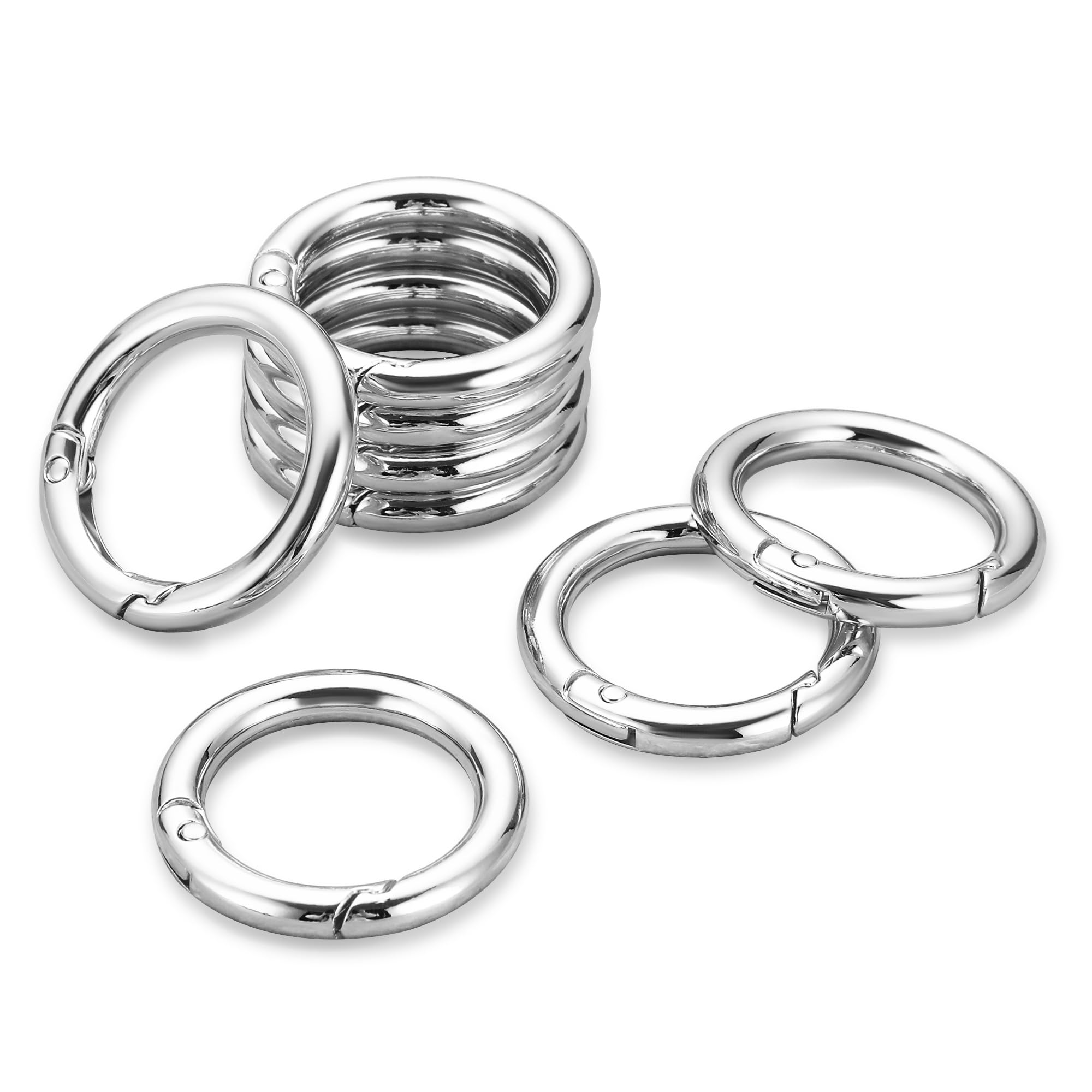 Gkeygo 1 Inch Keychain Rings – 8 Pack Round Carabiner Clips, Gold & Silver, Zinc Alloy - View #13