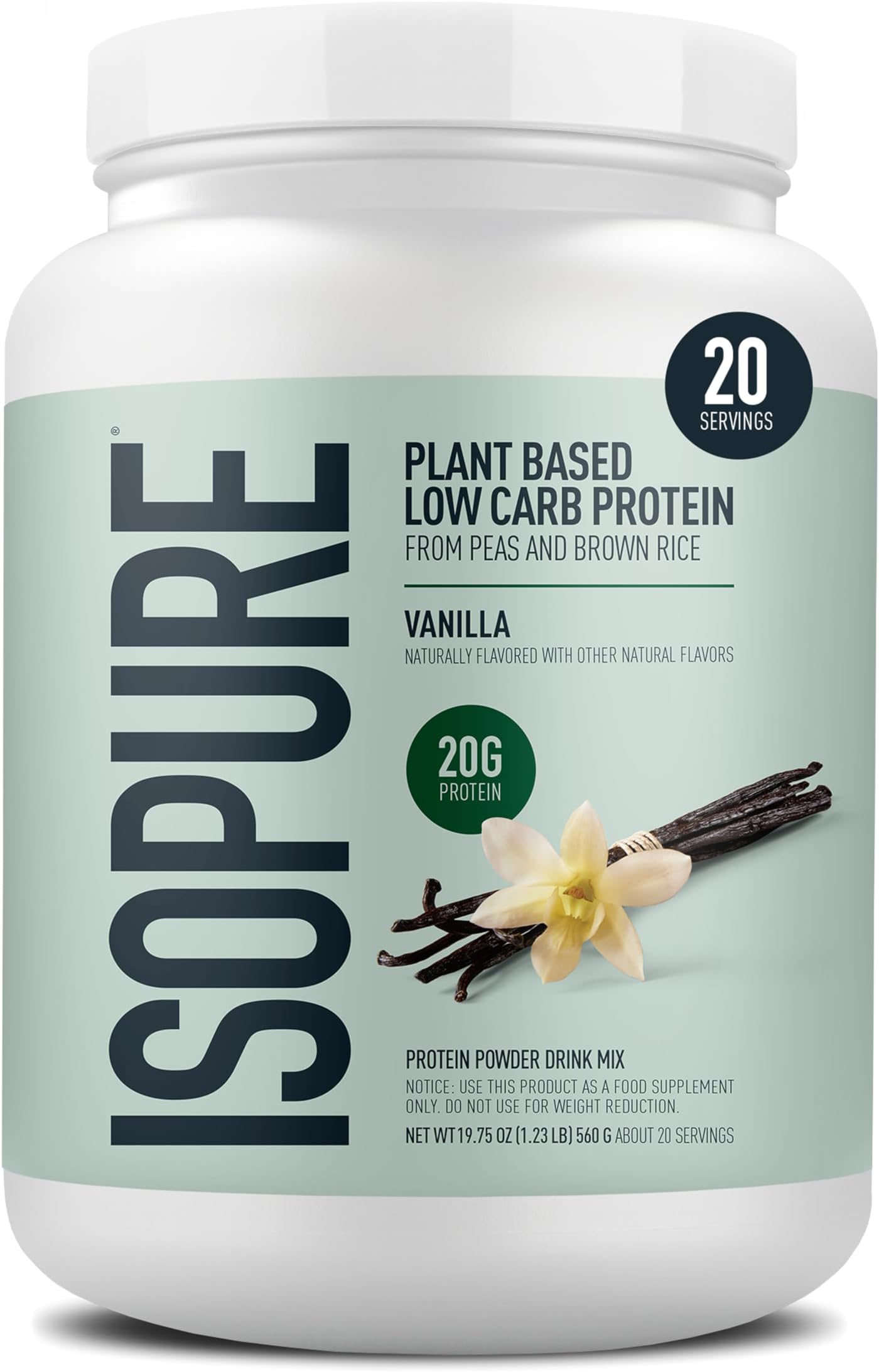 Plant-Based Protein Powder – 20g Organic Pea and Rice Protein with a Complete Amino Acid Profile – Supports Muscle Recovery & Lean Nutrition, Vanilla, 20 Servings