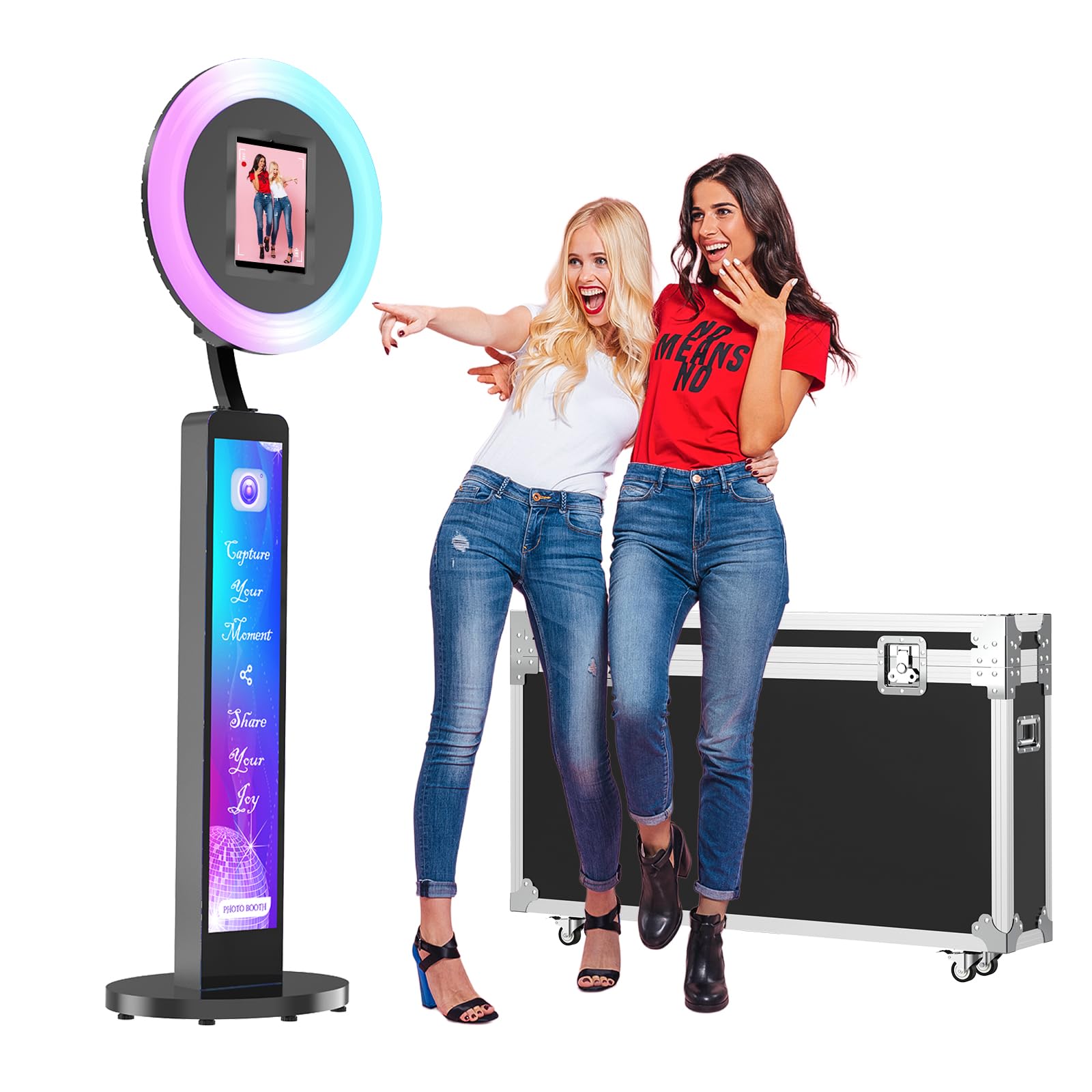 MWE Photo Booth con Flightcase, Personalización del Logotipo, Software de Soporte y Control Remoto, Ideal para Fiestas, Bodas y Alquileres, Youtube, Video, Tiktok Live (Caja de Luz, Negro)