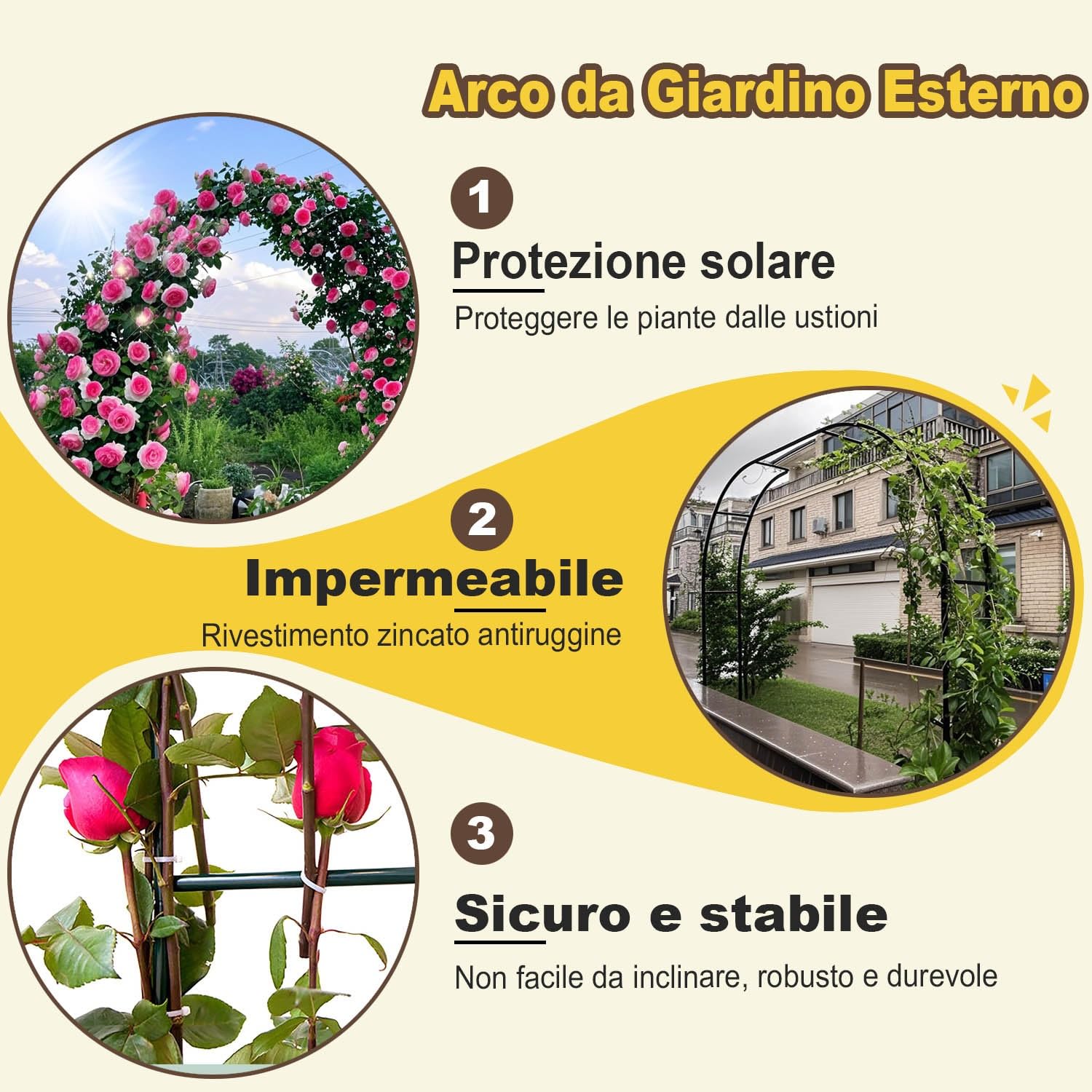 Arco da Giardino in Metallo Robusto Arco per Rampicanti, 80 120 140 180 200 240 280 300 350cm, per Patii Finestre Giardini Portici(Nero,W300 X 220cm)
