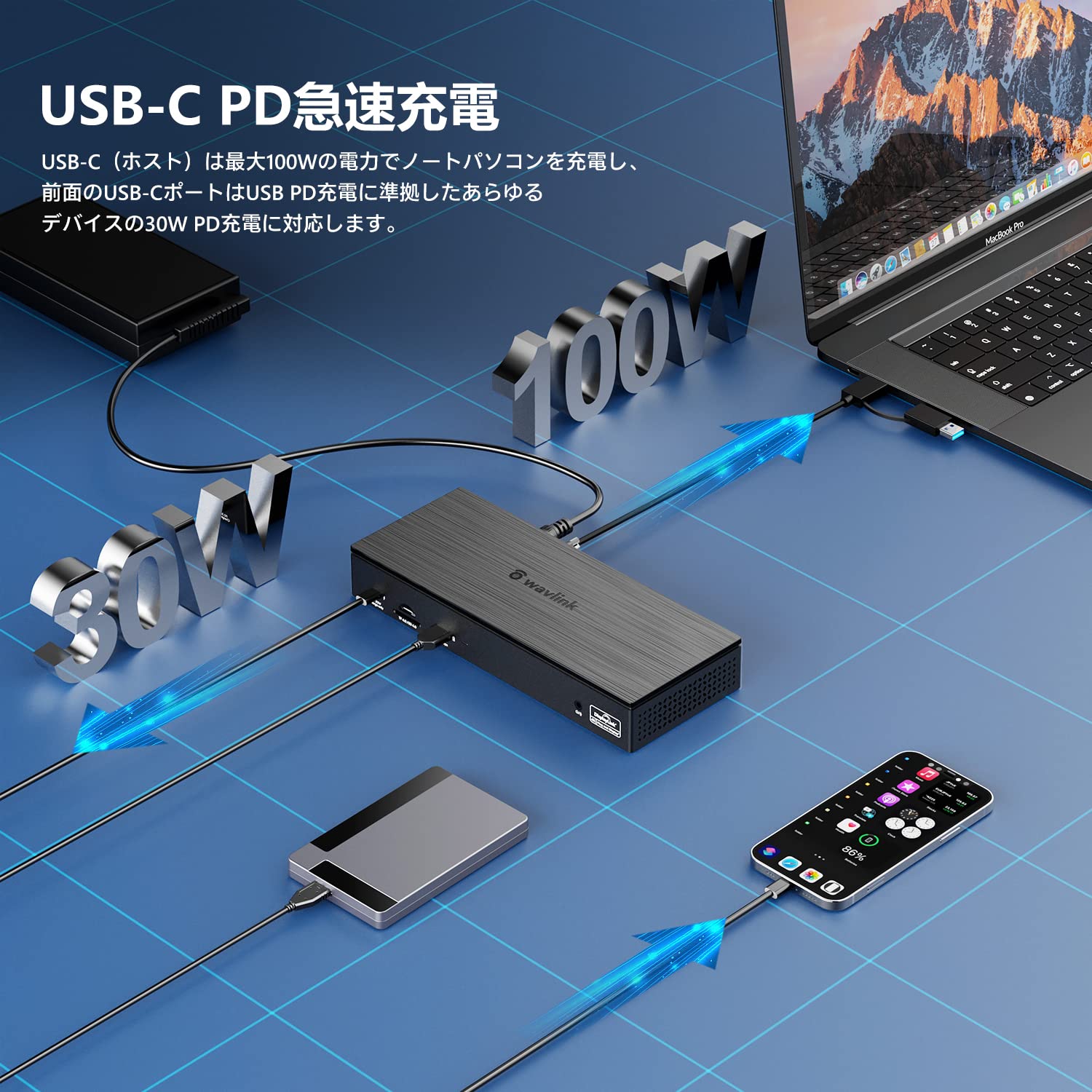 Amazon.co.jp: WAVLINK Type cドッキングステーション/クワッド4K 