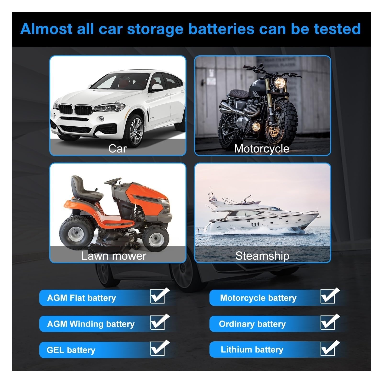 Tester AkumulatoróW Tester Akumulatora Motocykla Samochodowego Bluetooth 5.0 Analizator Akumulatora 6 V 12 V 100 Do 2000 CCA