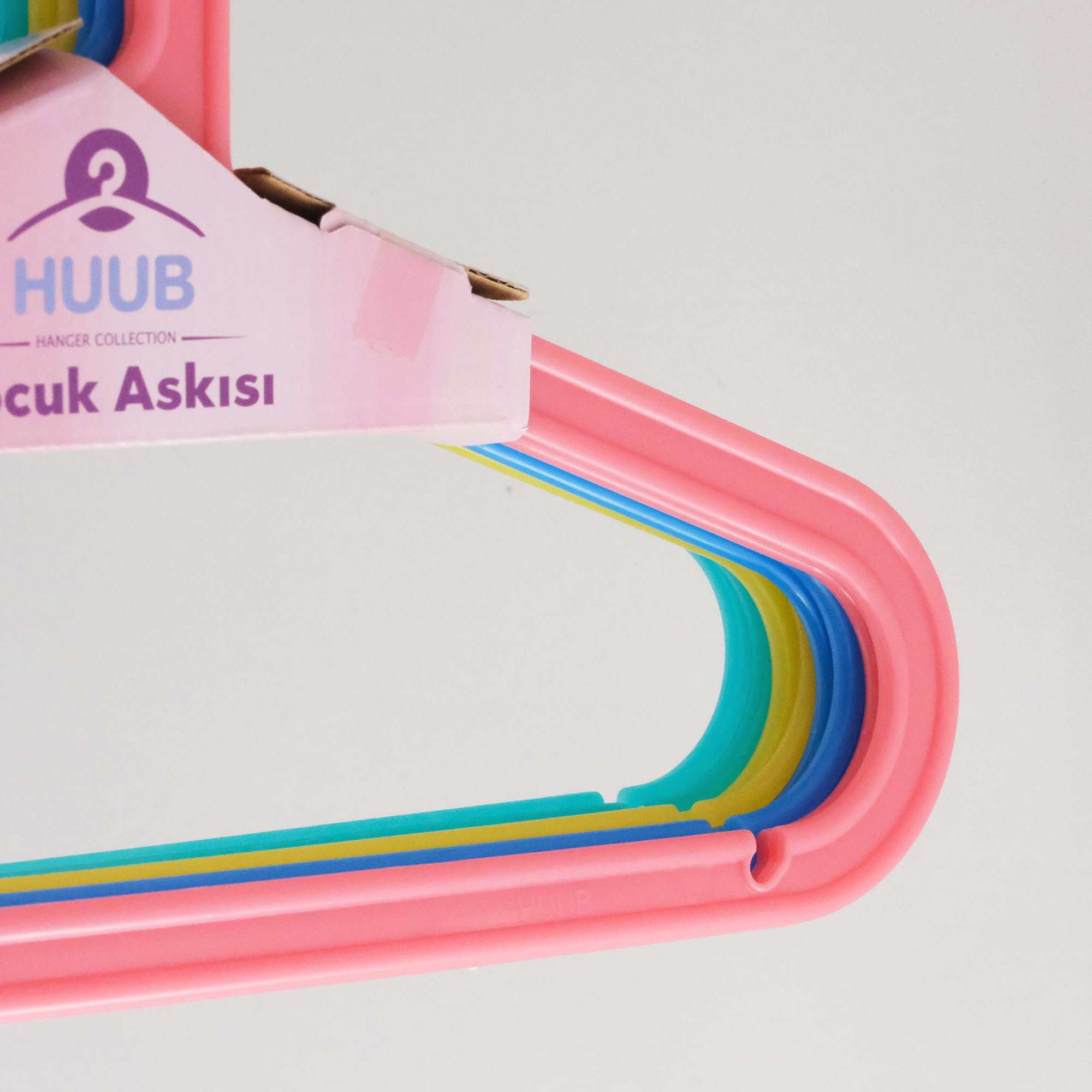 Huub Hanger Plastik Çocuk Askısı, Elbise Askısı, Renkli Askı, Slim Askı (Standart, Adet, 8)