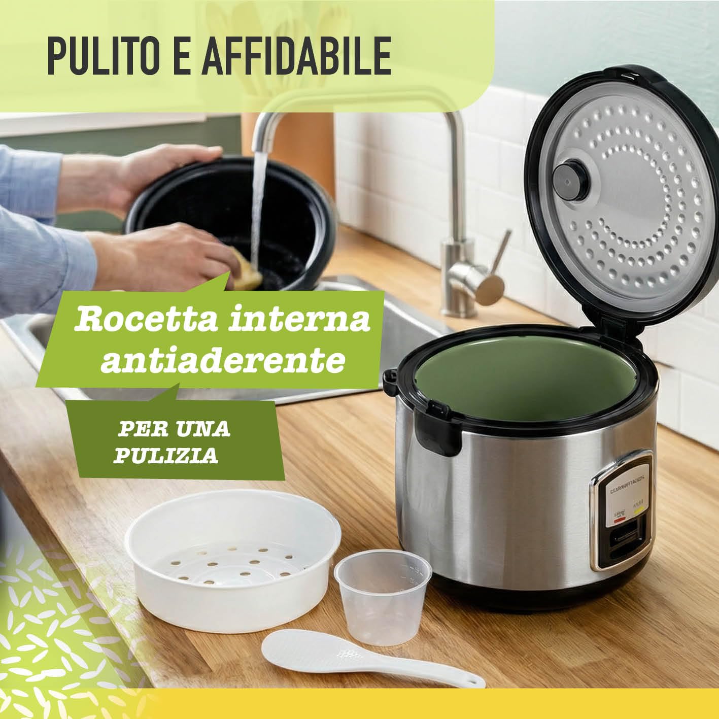 GourmetMaxx 14655 Rice Cooker Argento con funzione vapore