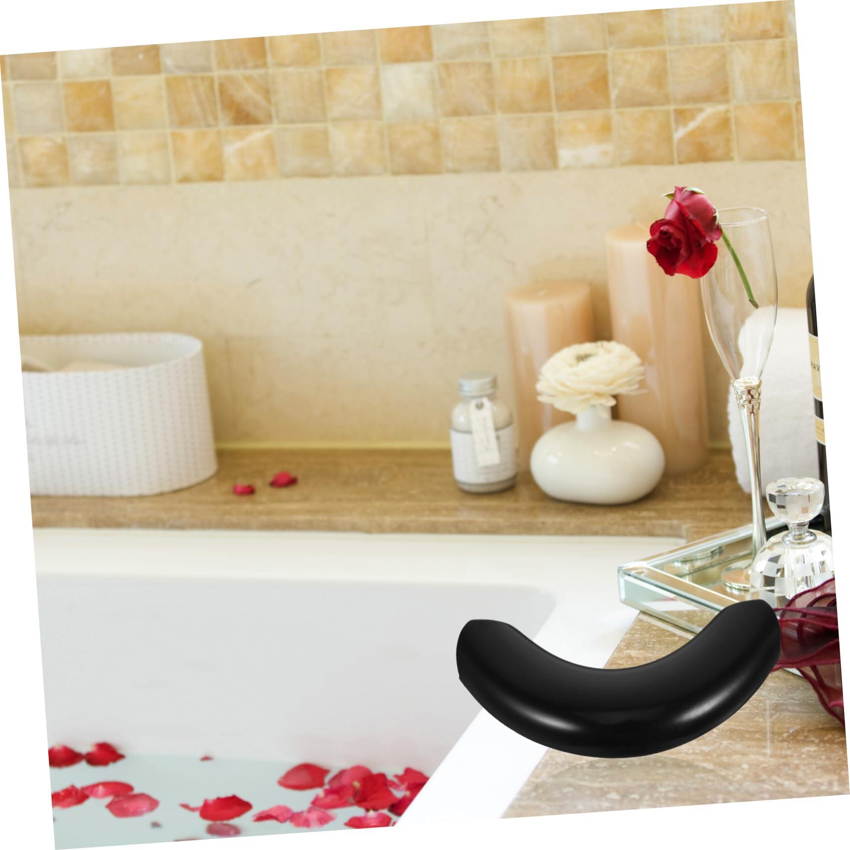 Reposacabezas Diseño y Cómodo de Silicona para Lavabo de Champú Negra para Lavar el Cabello Almohada Curva Minimalista y Elegante