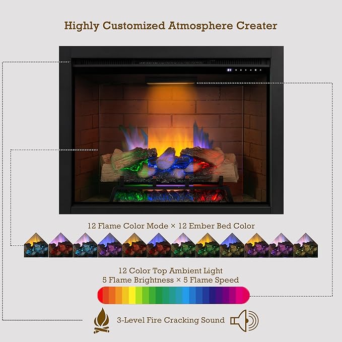 Insert Chimenea Eléctrica Unineo 39" 1500W Negro Control Remoto miniatura 4