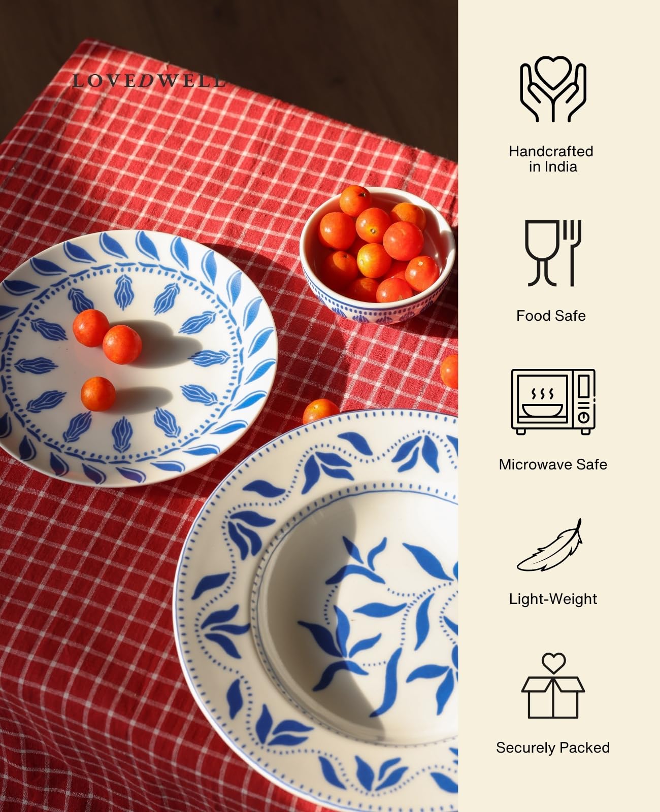 LOVEDWELL Set of 2 Turron Ceramic Dessert Plate | 7 Inches - Handcrafted Blue Floral Pattern Porcelain Plate for Snacks, Sweets & Sides | Microwave & Dishwasher Safe | Elegant Modern Tableware 4