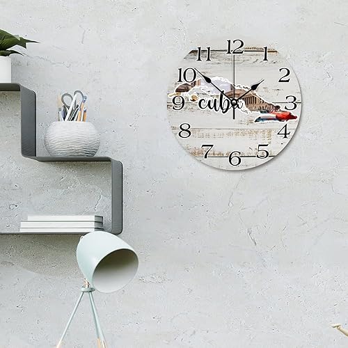 Miniatura 3 de Reloj de pared emblemático de Cuba, atracción turística, reloj de pared redondo de 10 pulgadas, funciona con pilas, silencioso, sin tictac, reloj