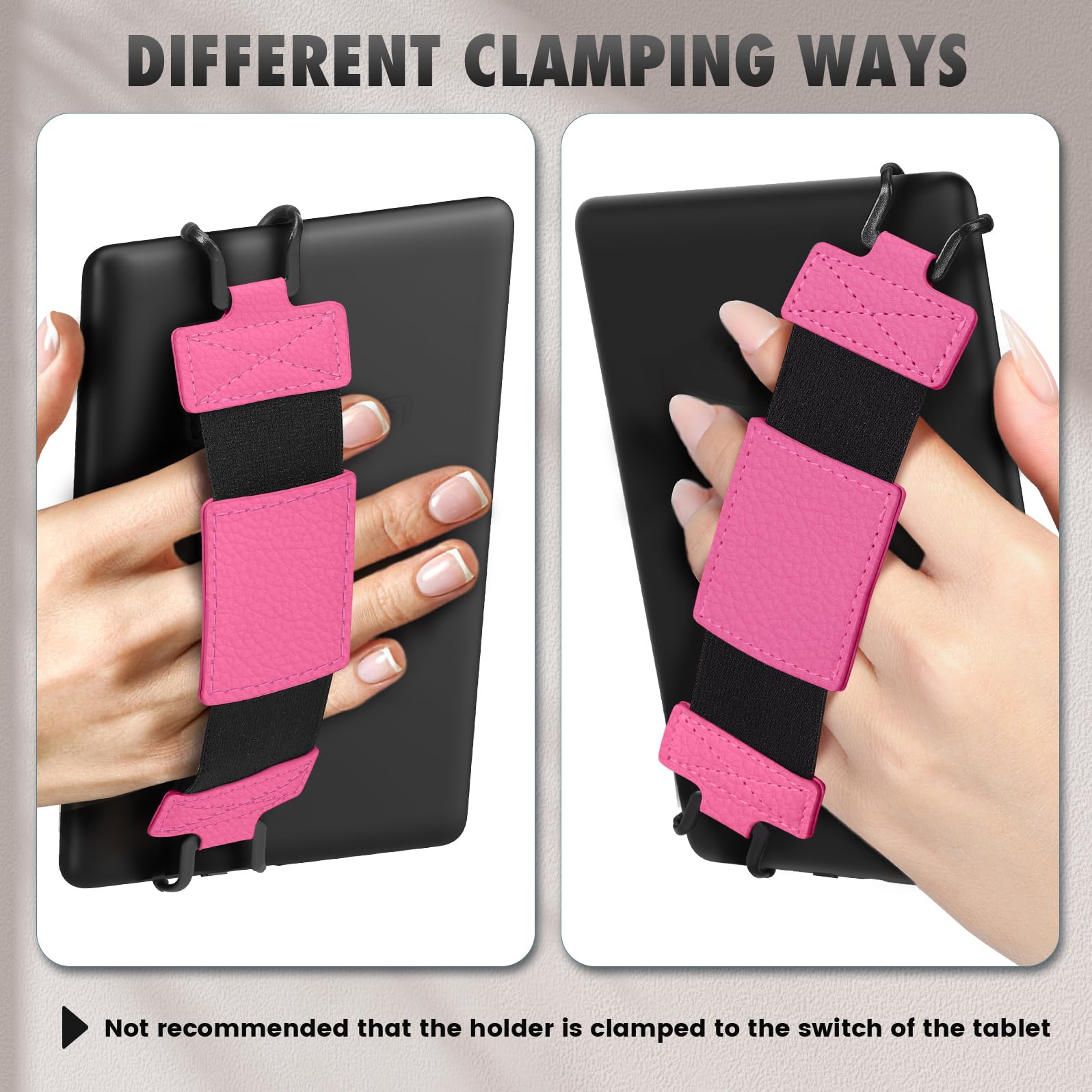 MoKo Cinturino Universale per E-Reader Tablet 6-8 cali, Morbido Supporto Mano, Fascia Elastica Impugnatura, Fiori Magenta
