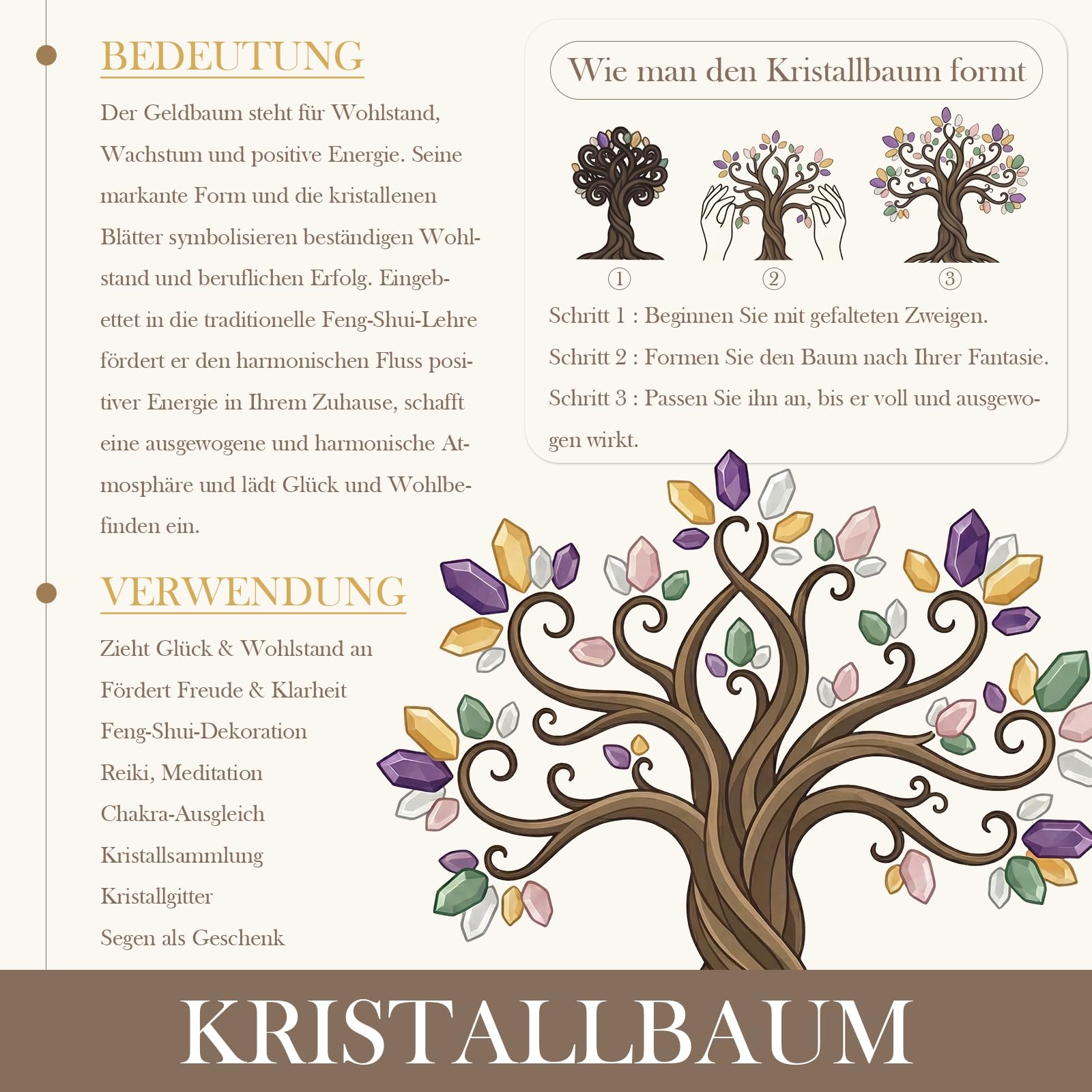 KYEYGWO Rosenquarz Reiki Heilung Kristallbaum auf Natürlichen Amethyst Drusensegment Rohstück Base, Stein Geldbaum Feng Shui Bonsai Baum Figuren Ornament Haus Deko für Glück, Reichtum