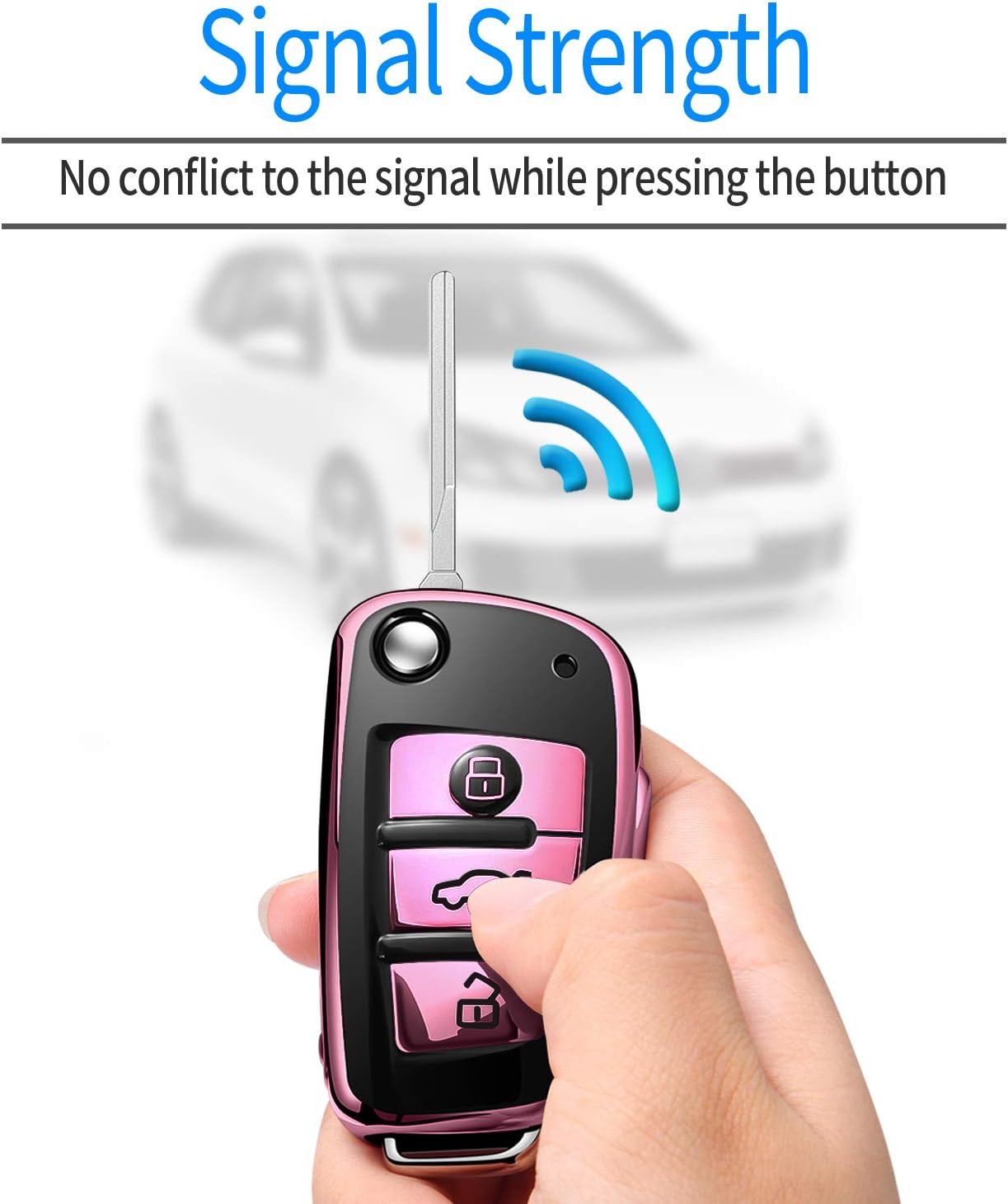 Compatible with Audi Key Fob Cover Case Premium Soft TPU 360 Degree Entire Protection Key Shell Key Case Cover for A1 A3 A6 Q2 Q3 Q7 TT TTS R8 S3 S6 RS3 Smart Key-Rose Gold