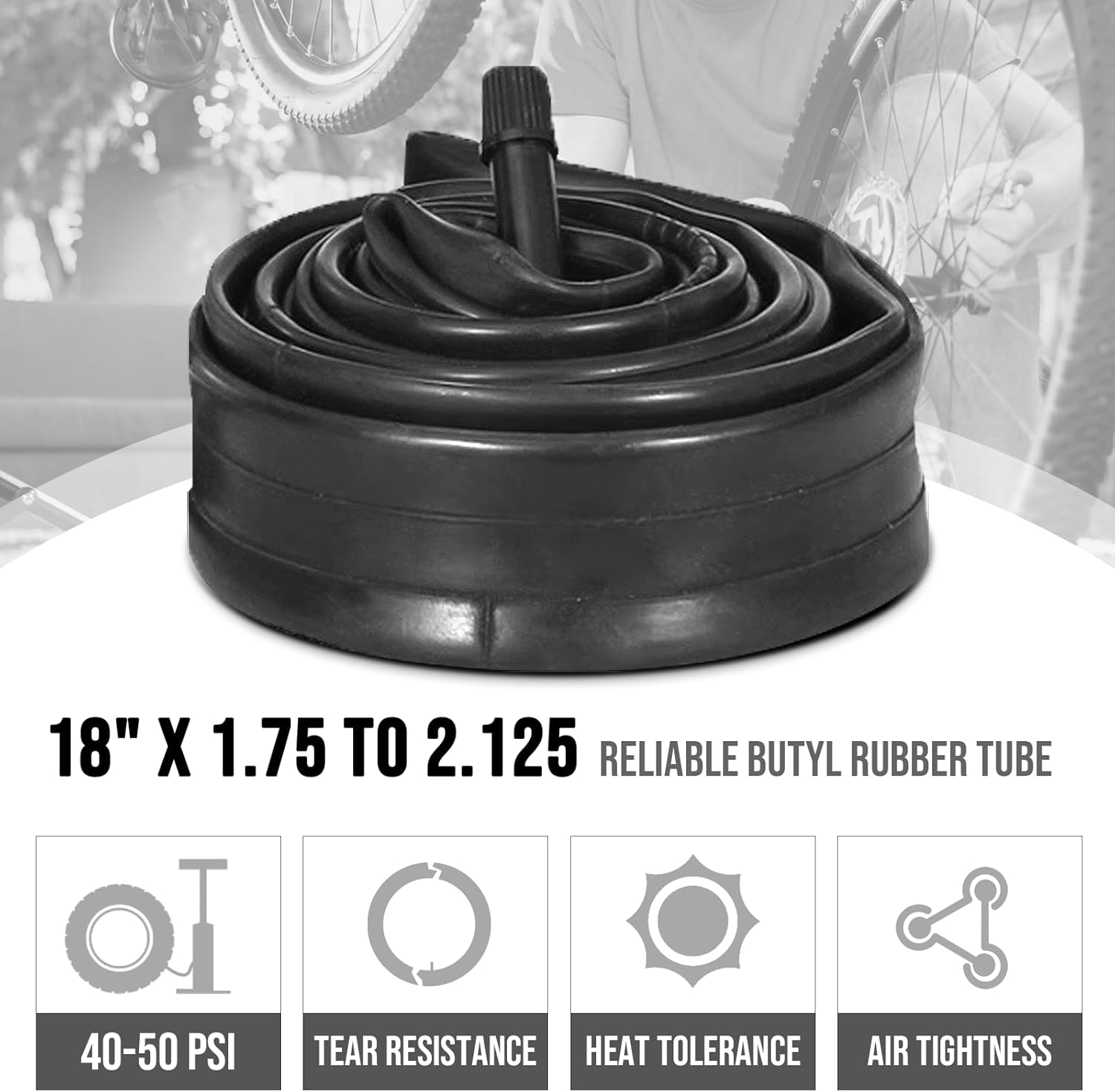 CALPALMY (2-Set) 18"/20"/24"/26" Mountain Bike Tire and Tube Kit, Folding MTB Tires and Inner Tubes with Schrader Valve, All-in-One Replacement Set for Commuter & Recreational Bikes