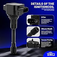 Vista 8 de Paquetes de bobinas de encendido UF549 y bujía doble de iridio 9029 compatibles con 2007-2019 Nissan Altima Versa Sentra Rogue Cube NV200 Pathfinder