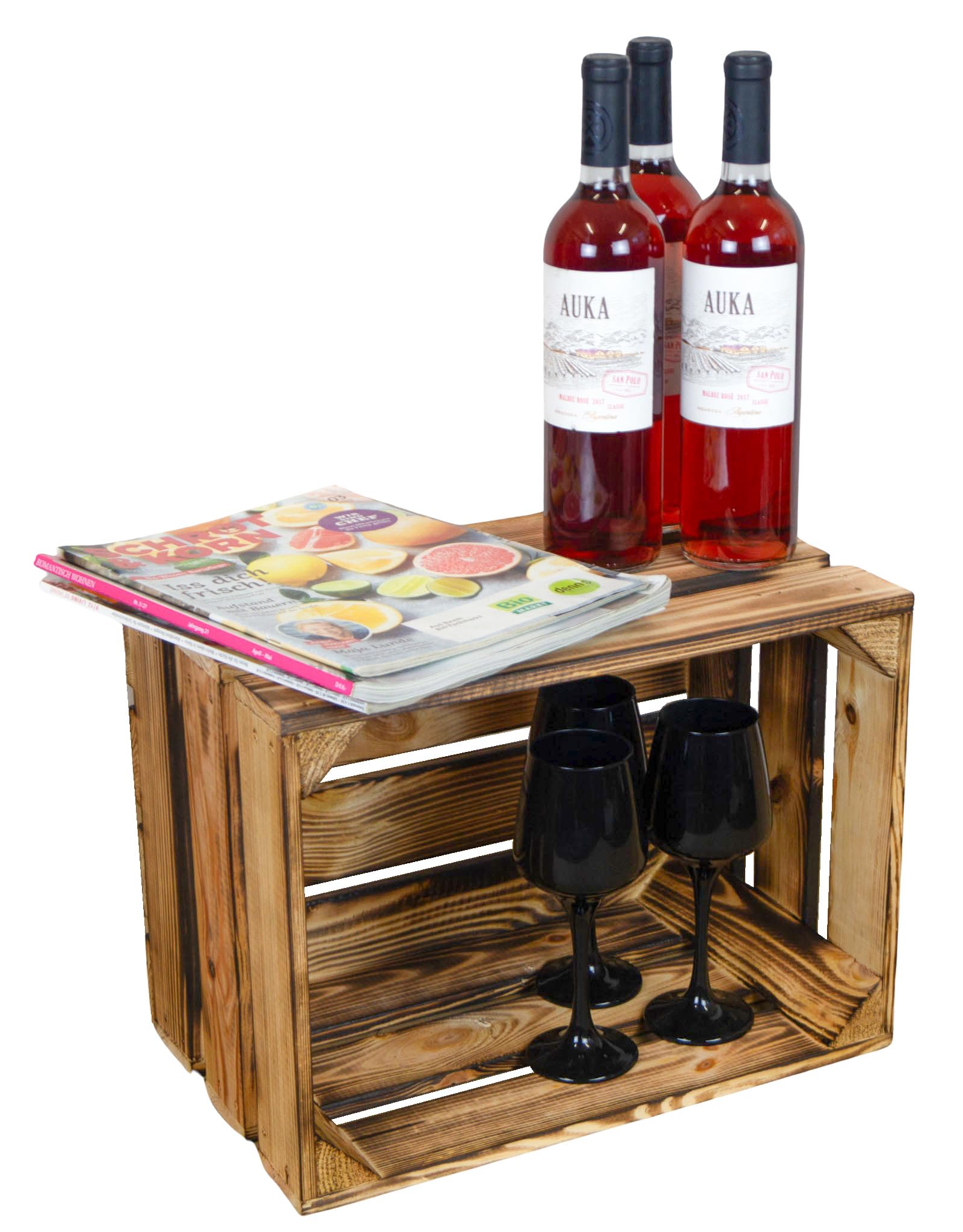 Kistenkolli Altes Land Set di 3 cassette per vino Hilde fiammate senza