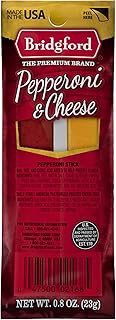 Bridgford Pepperoni & Cheese Stick Pack of 6 - Savory Pepperoni and Creamy Cheese - Ready-to-Eat Combo - High Protein, Shelf-Stable - Perfect for Work, School, Travel, or On-the-Go Snacks