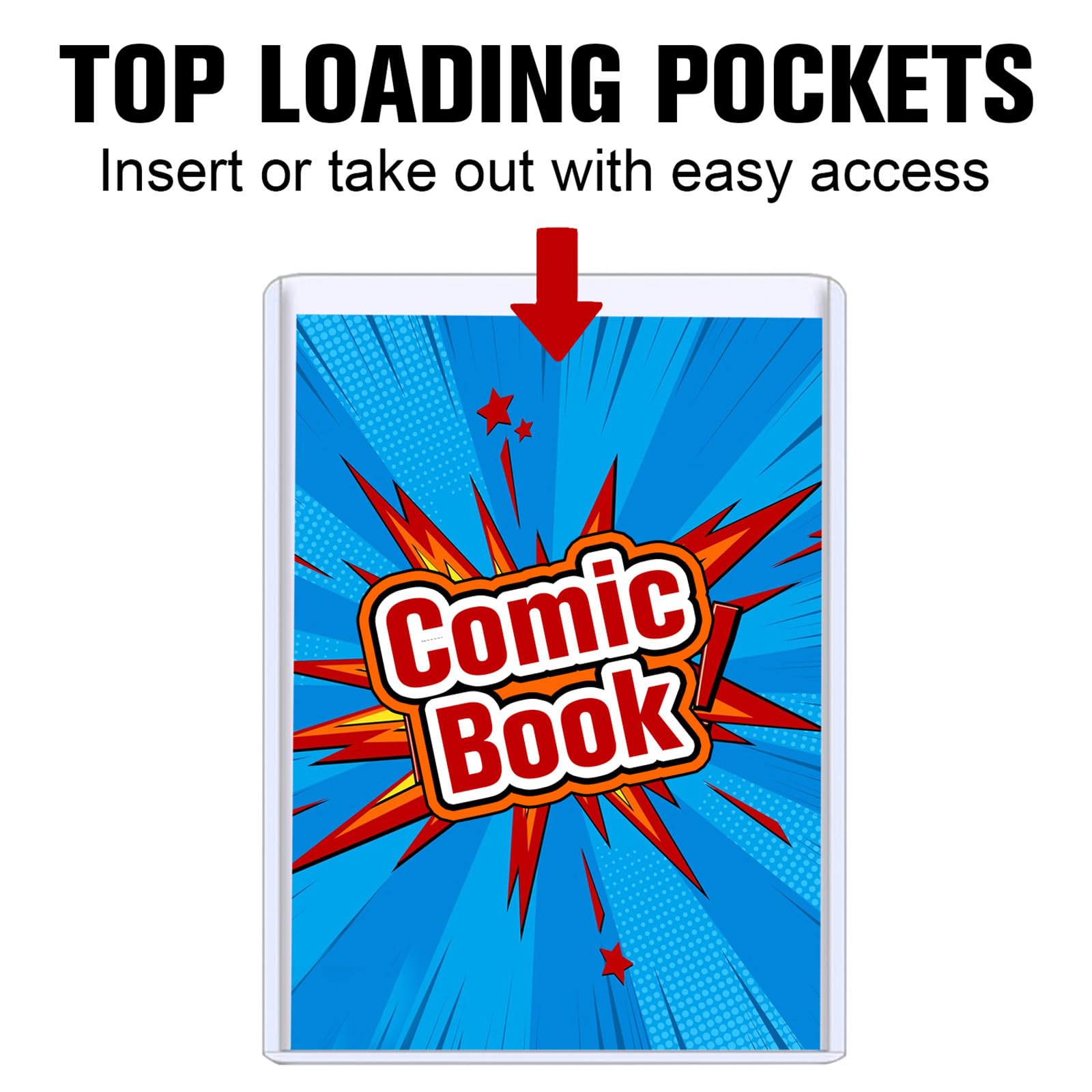 5PCS Comic Book Toploader, Premium PVC Hard Sleeves for Current/Silver Age Comics, 7.6x11 Inch Crystal Clear Protection, for Display & Storage Holder Comic Book Top Loader (5)