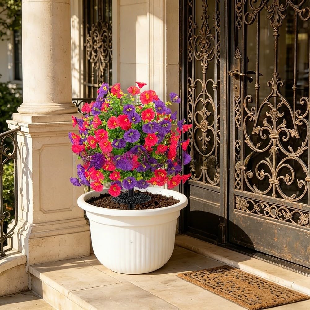 Fiori artificiali in seta con eucalipto, composizione floreale realistica per la casa e il giardino, 56 cm (rosa viola)