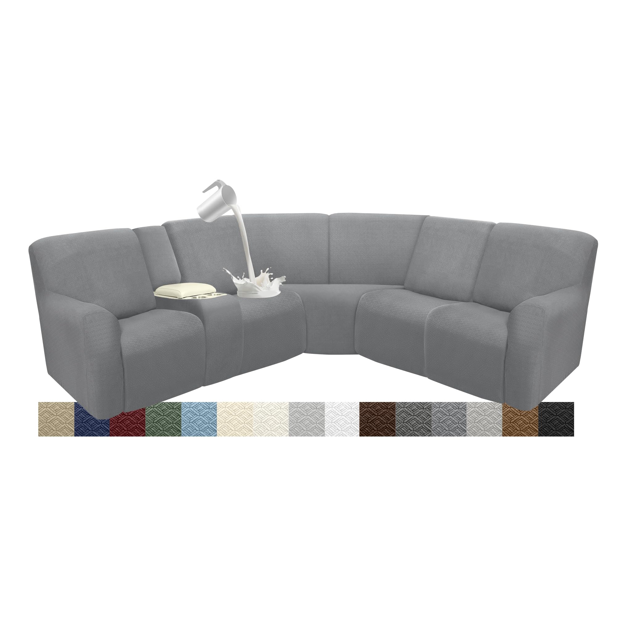 ROFASVCO Waterproof Reclining Sectional Couch Covers Washable L Shaped Couch Cover for Sectionals Recliner Sofa Covers Stretch Corner Recliner