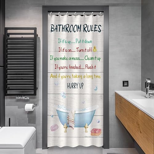 Miniatura 3 de RosieLily Divertida cortina de ducha, juego de cortinas de ducha con 12 ganchos, cortina de ducha de dinosaurio, decoración de baño para niños, 72 x