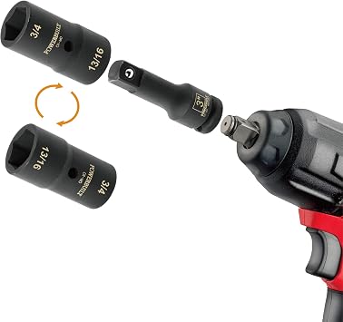 Powerbuilt 1/2-Inch Drive 3/4-Inch x 13/16-Inch Impact Flip Socket, Thin Wall SAE Double Sided Socket, Chrome-Moly made - 641163