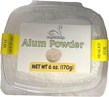 Eleganceinlife Alum Powder NET WT 6 oz 170g Gluten-Free, Vegan, Vegetarian