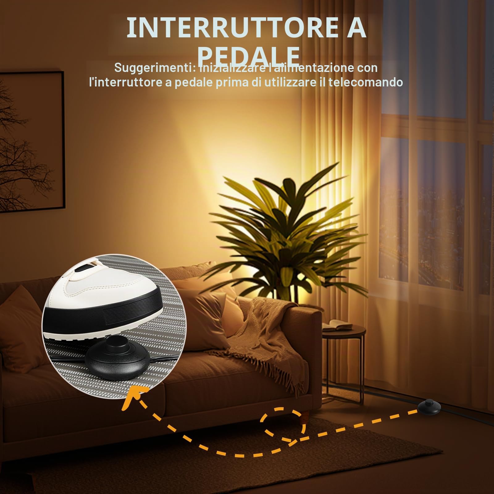 Faretto LED da Terra – Lampada da Terra 6W per Interni, Nero, 3000K Bianco Caldo, Con Lampadina LED GU10 500LM, Faretto con Interruttore a Pedale (nero, 2 confezioni)