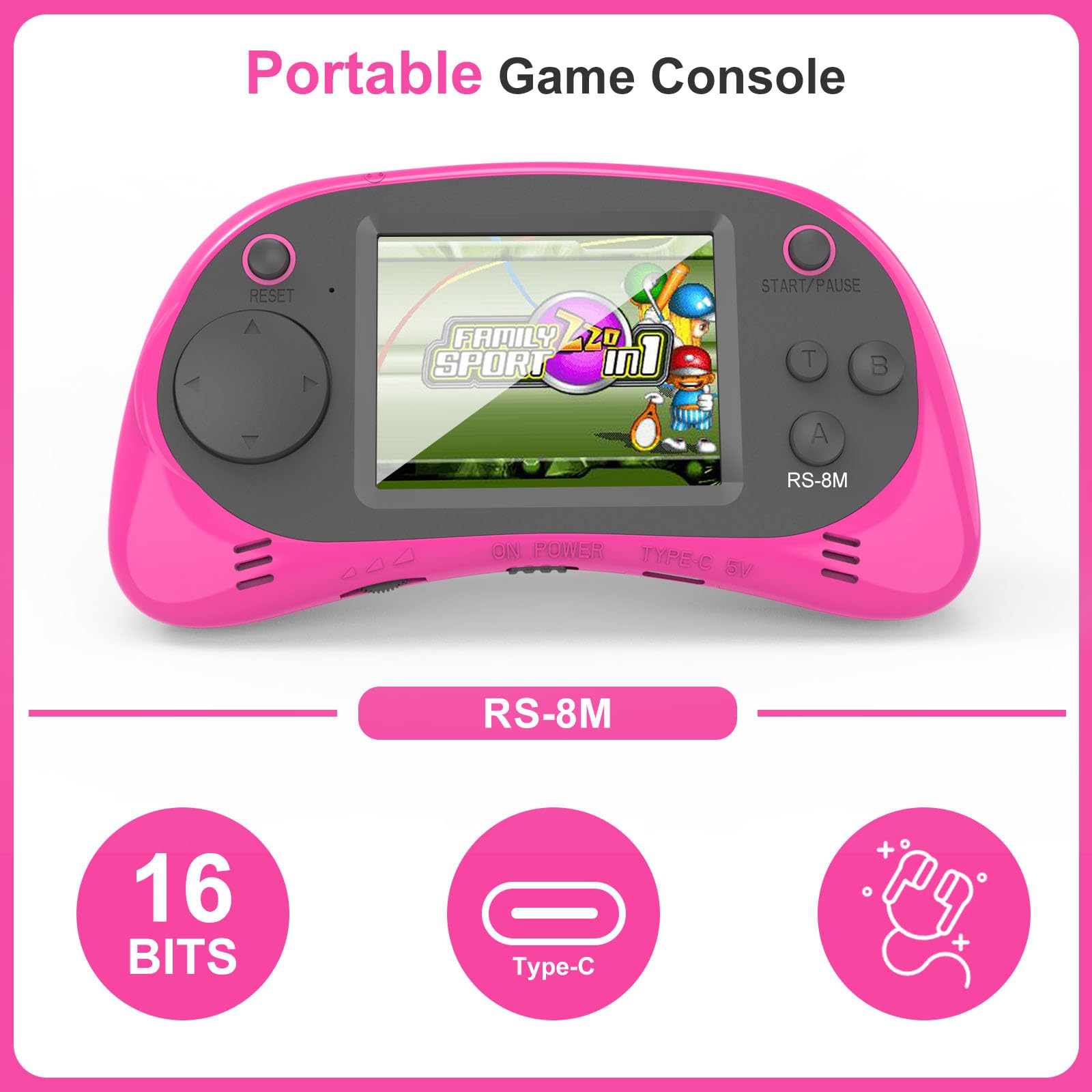 Kids Handheld Games 16 Bit Retro Video Games with 220 HD Electronic Games - 2.5'' LCD Portable Travel Games Gifts for Boys Girls Ages 4-12