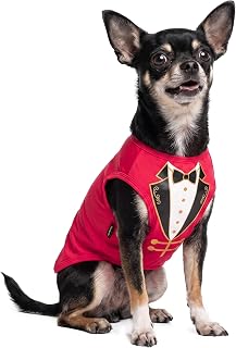 Fitwarm Ringmaster Dog Halloween Costumes, Playful Halloween Outift for Small Dogs Boy Girl, Unique Pet Shirt, Red, Black, White, XS