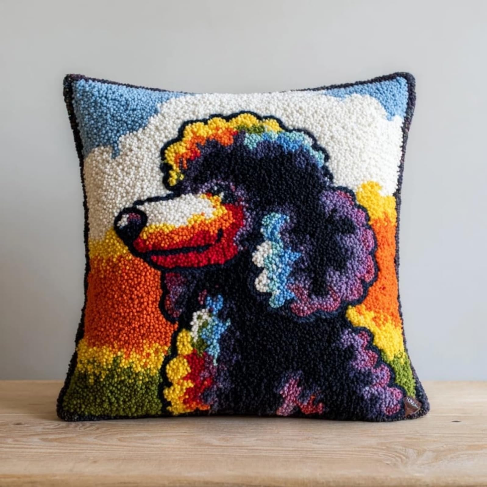 AxiangziK Latch Hook Cushion Kit 17x17in,Poodle Animal Dog