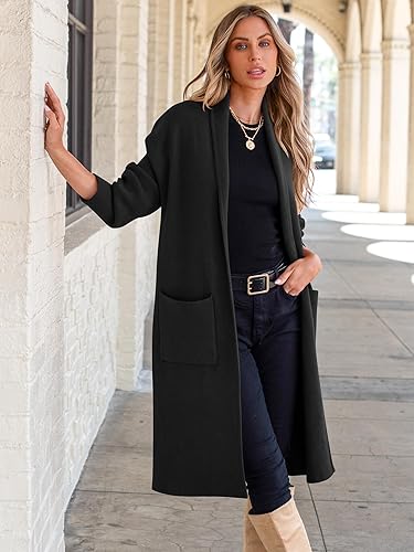 Miniatura 9 de ANRABESS - Cárdigan largo para mujer, suéter de tamaño extragrande con parte frontal abierta, abrigo de punto 2024, prendas de moda de otoño y