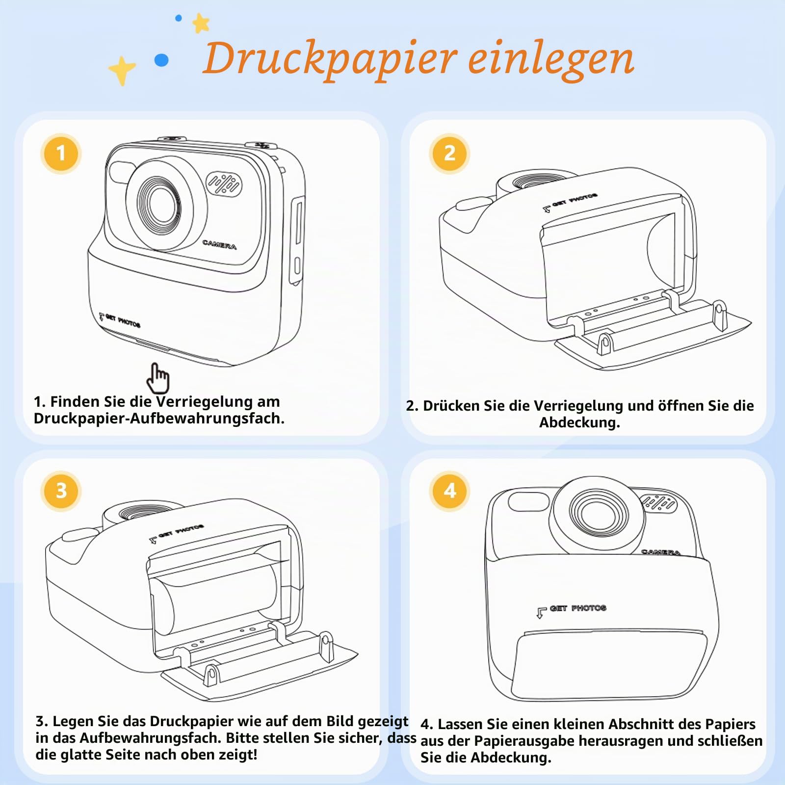 Upgrade Kinderkamera Sofortdruck für Jungen und Mädchen, 1080P HD Dual-Linse Selfie Digitalkamera mit Druckpapier, Weihnachten Geburtstag Geschenke Spielzeug für Kleinkind und Jugendliche