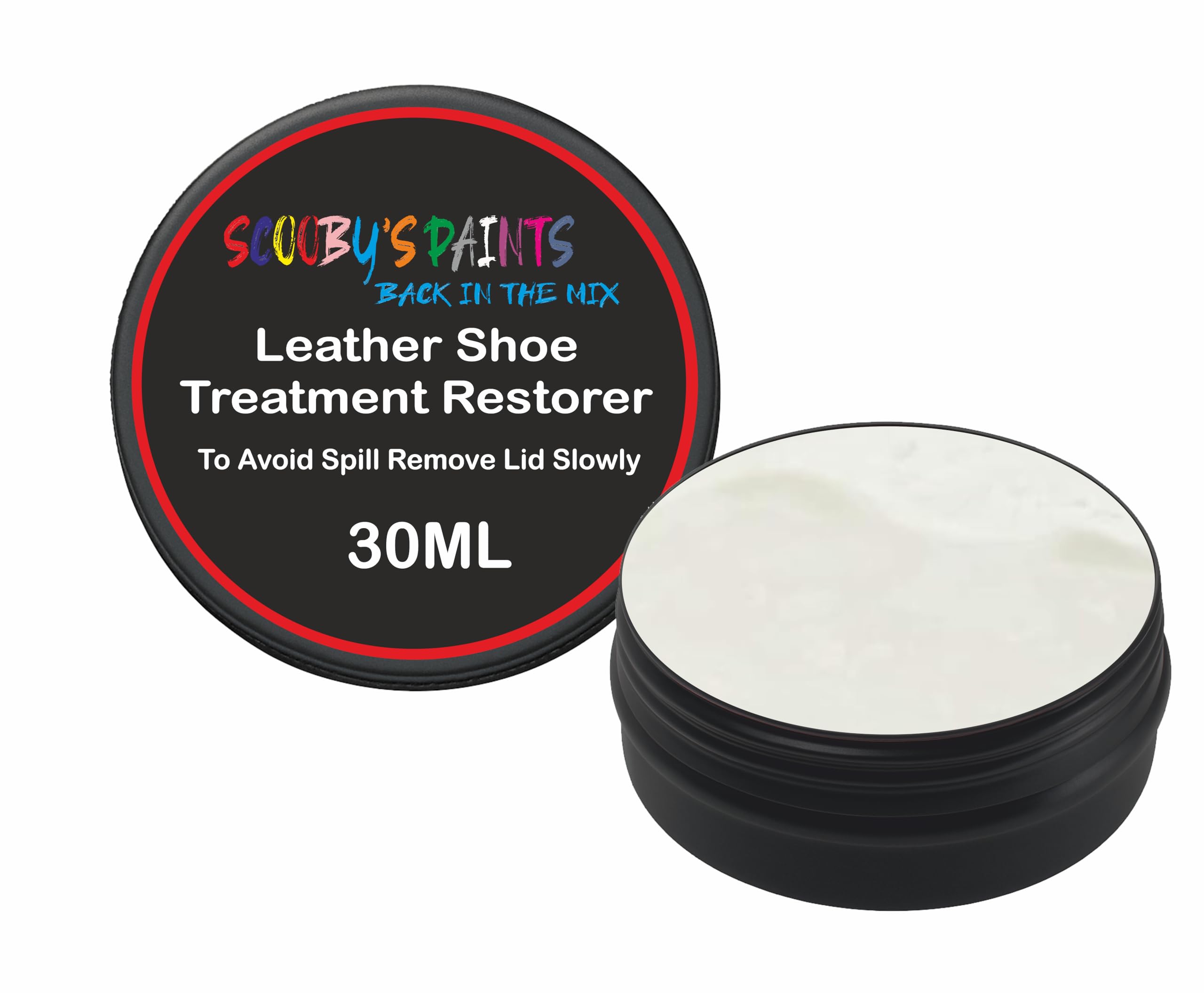 Scooby Paints Leather Shoe Colour Restorer Recolouring Balm Repair Treatment for Faded & Worn Absorbent Leather Furniture, Sofas, Chairs (GREY WHITE)