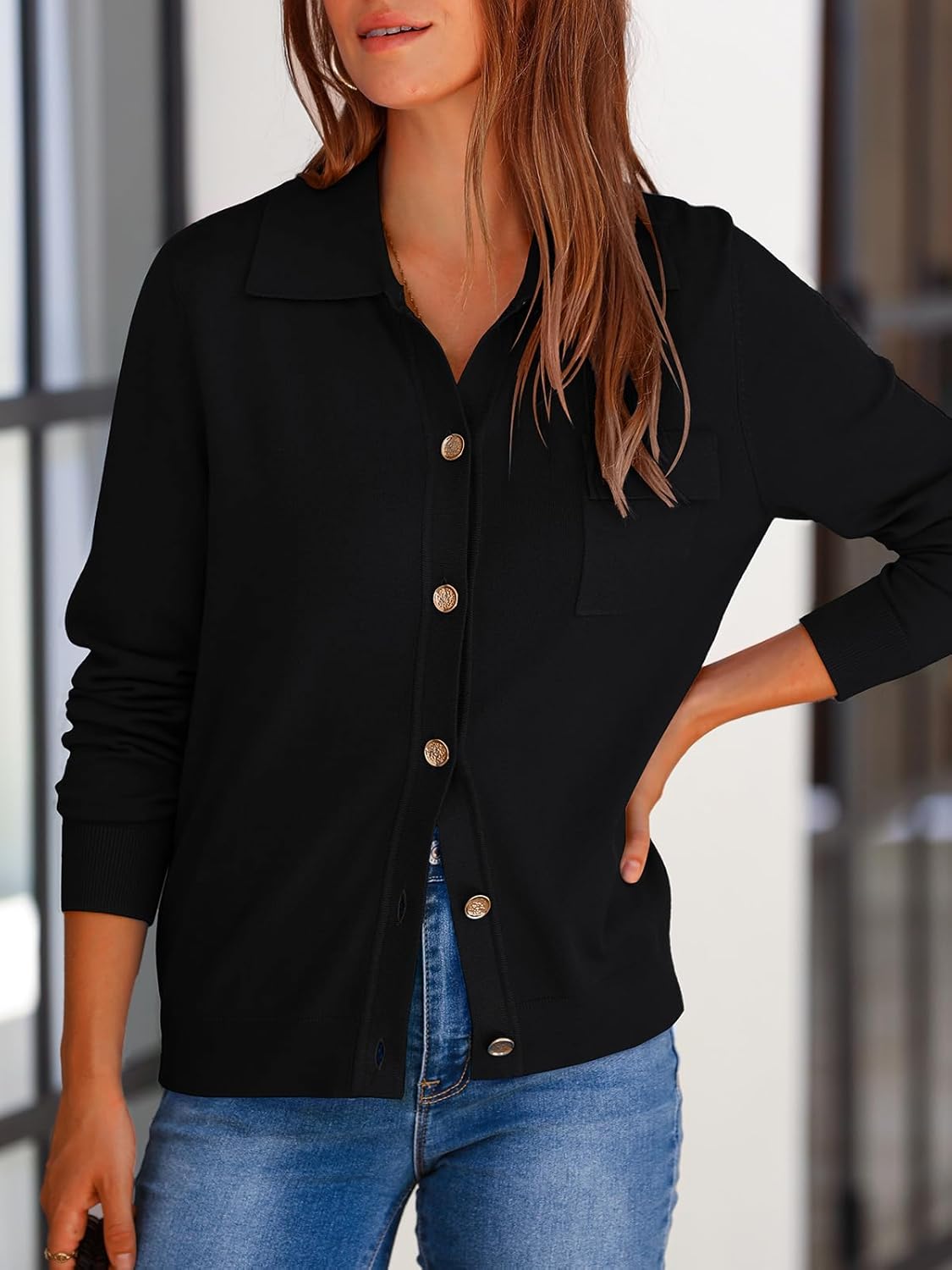 PRETTYGARDEN Women's 2026 Spring Long Sleeve Knitted Button Down Shirts Lightweight Cardigan for Women Dressy Casual Tops - Image 3