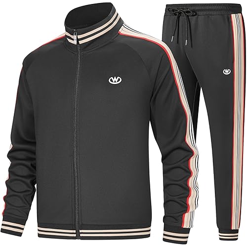 W JIANWANG Track Suits for Men Set Jogging Tracksuit Mens Sweatsuits Workout Running Sports Jogger Sweat Suits Outfits