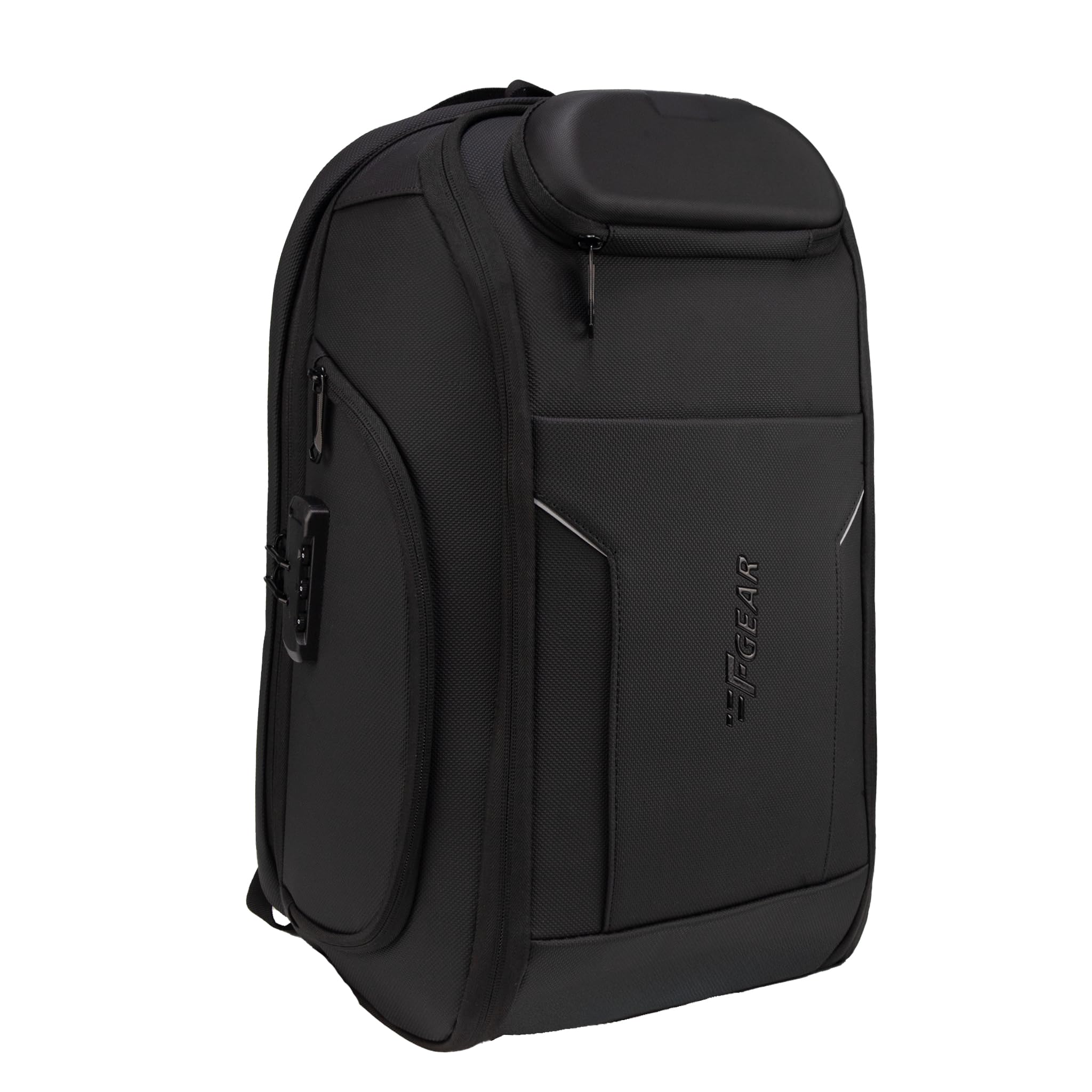 Hex Anti-Theft Premium Black Laptop Backpack| 30L Water-Resistant Bag| 5 Pockets with Dedicated Sunglasses Pocket, USB & Type C Port, Number Lock, Hidden Pocket, Fits 17 Inch Laptop|Men & Women