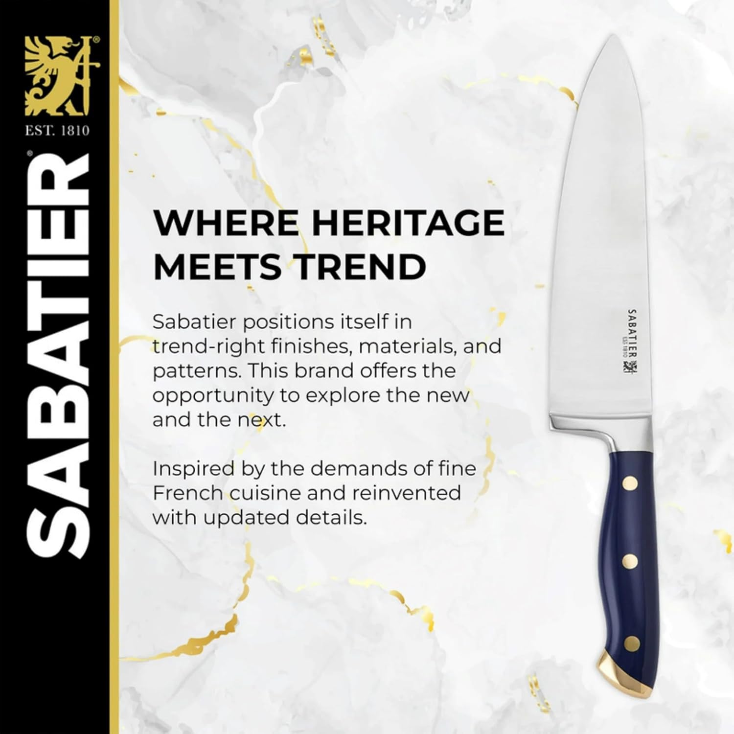 Sabatier 3-Piece Chef Set - Includes 8" Chef Knife, 5.5" Serrated Utility Knife, 3.5" Paring Knife - Kitchen Cooking Essentials with High-Carbon Stainless Steel Blades & Durable Handle
