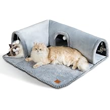 CATISM Cat Tunnels Bed Indoor, Detachable Kitty Pet Play Tube, Washable Kitten Cave Mat with Ball Toys