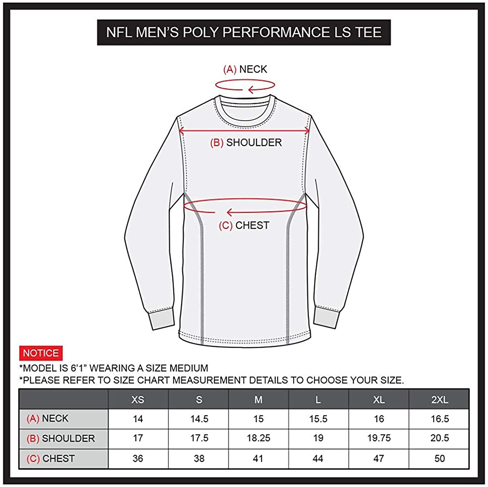 Ultra Game NFL - Maglietta da Uomo Active Lightweight Quick Dry a Maniche Lunghe