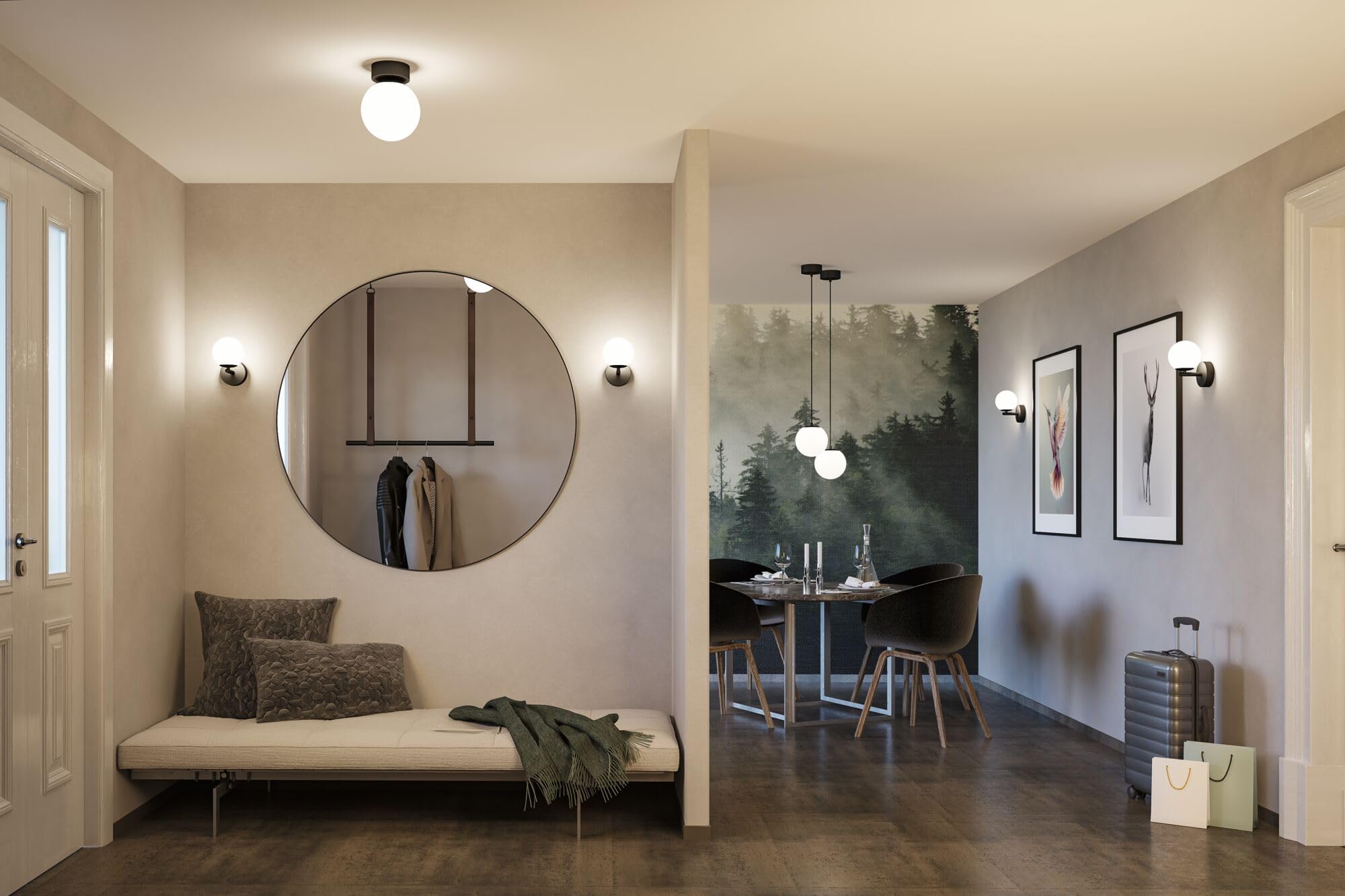 Paulmann 71073 Lampada a sospensione LED Selection Bathroom Gove IP44 9W nero opaco, satinato Luce da bagno