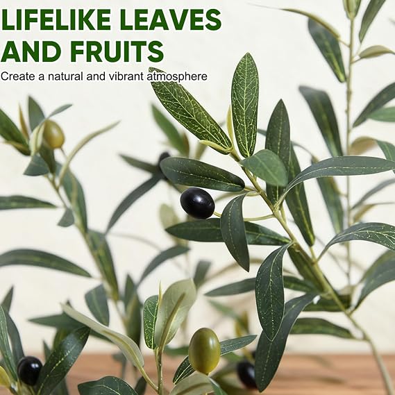 Timoo Faux Olive Tree 6FT Tall Olive Trees Artificial Indoor with White Planter, Artificial Plants Indoor Faux Tree with Realistic Leaves and Lifelike Fruits, Fake Plant for Home Office Decor