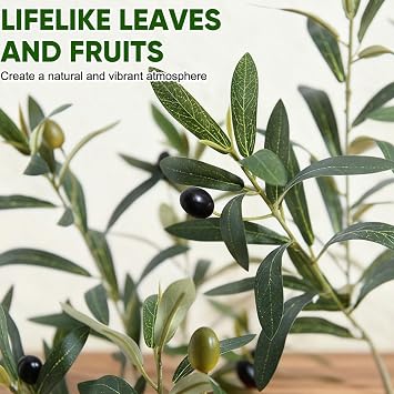 Timoo Faux Olive Tree 6FT Tall Olive Trees Artificial Indoor with White Planter, Artificial Plants Indoor Faux Tree with Realistic Leaves and Lifelike Fruits, Fake Plant for Home Office Decor