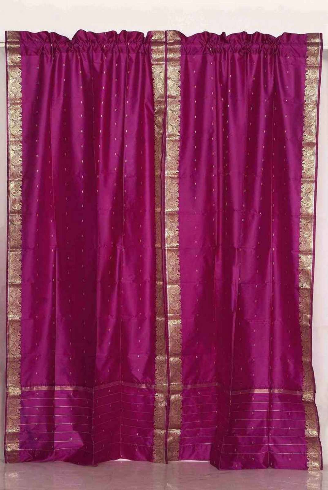 Indo Violet red Rod Pocket Sari Sheer Curtain 43 in. x 84 in. - Piece-image-42