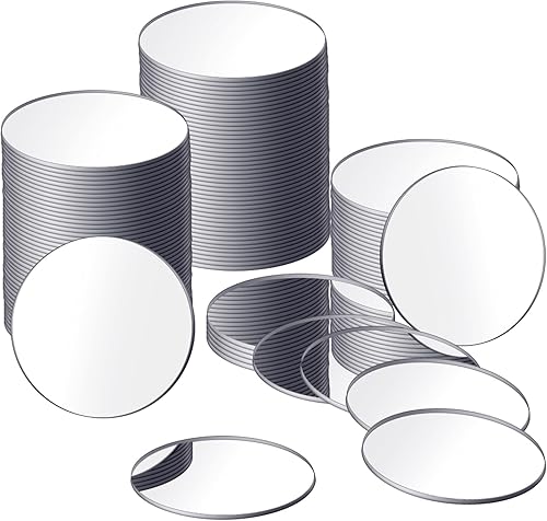 Jetec 25 piezas de espejo redondo pequeño de 8 pulgadas para manualidades, azulejos de espejo adhesivos, azulejos de espejo de mosaico, espejo