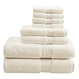800GSM 100% Cotton Luxury Bathroom Towels ,Long Oversized Linen Cotton Bath Towel Set , 8-Piece Include 2 Bath Towels, 2 Hand Towels & 4 Wash Towels, Cream