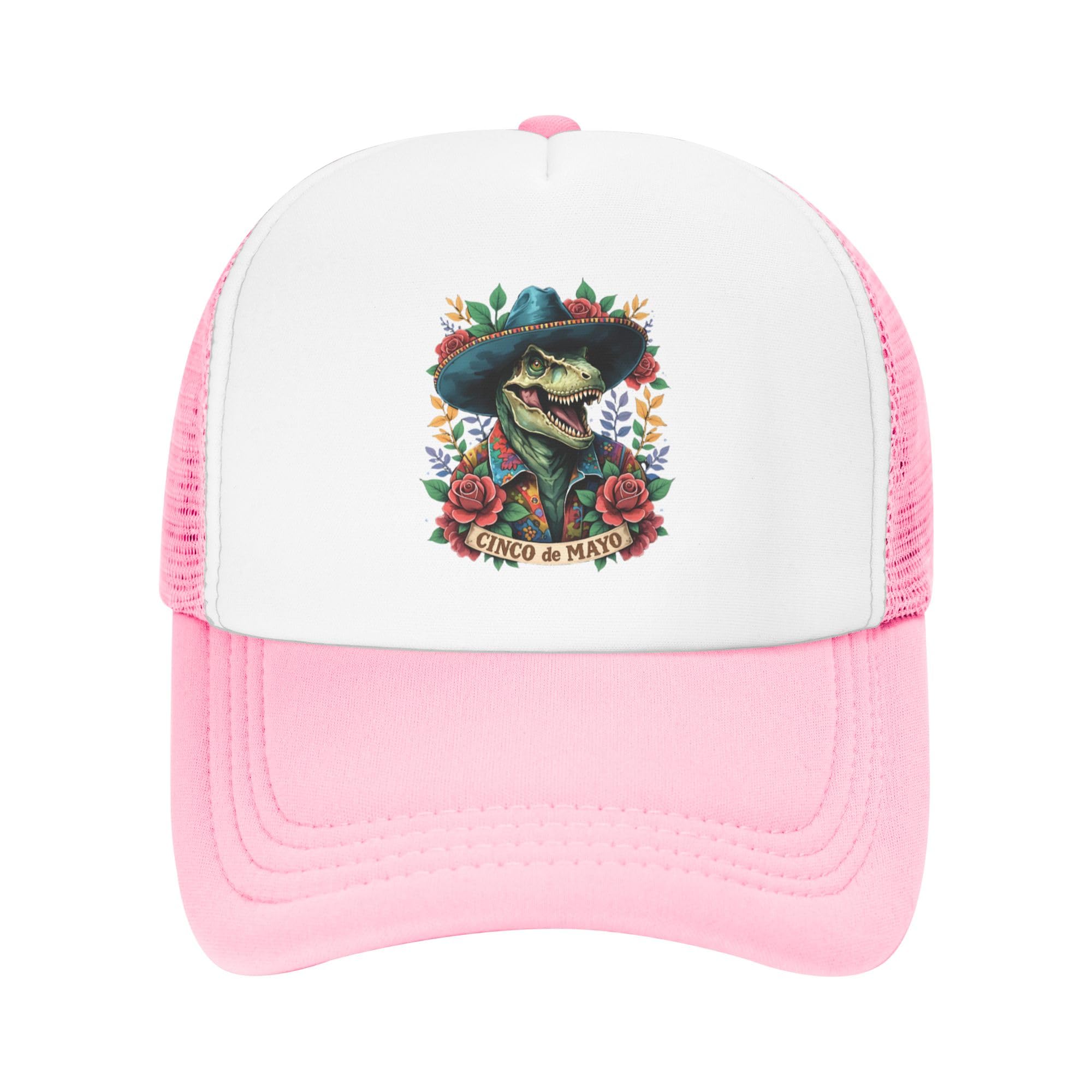Cinco de Mayo Trucker Hats Mexican Fiesta Funny Baseball Cap for Kids Boys Girls Snapback Mesh Back Adjustable Caps - Pink