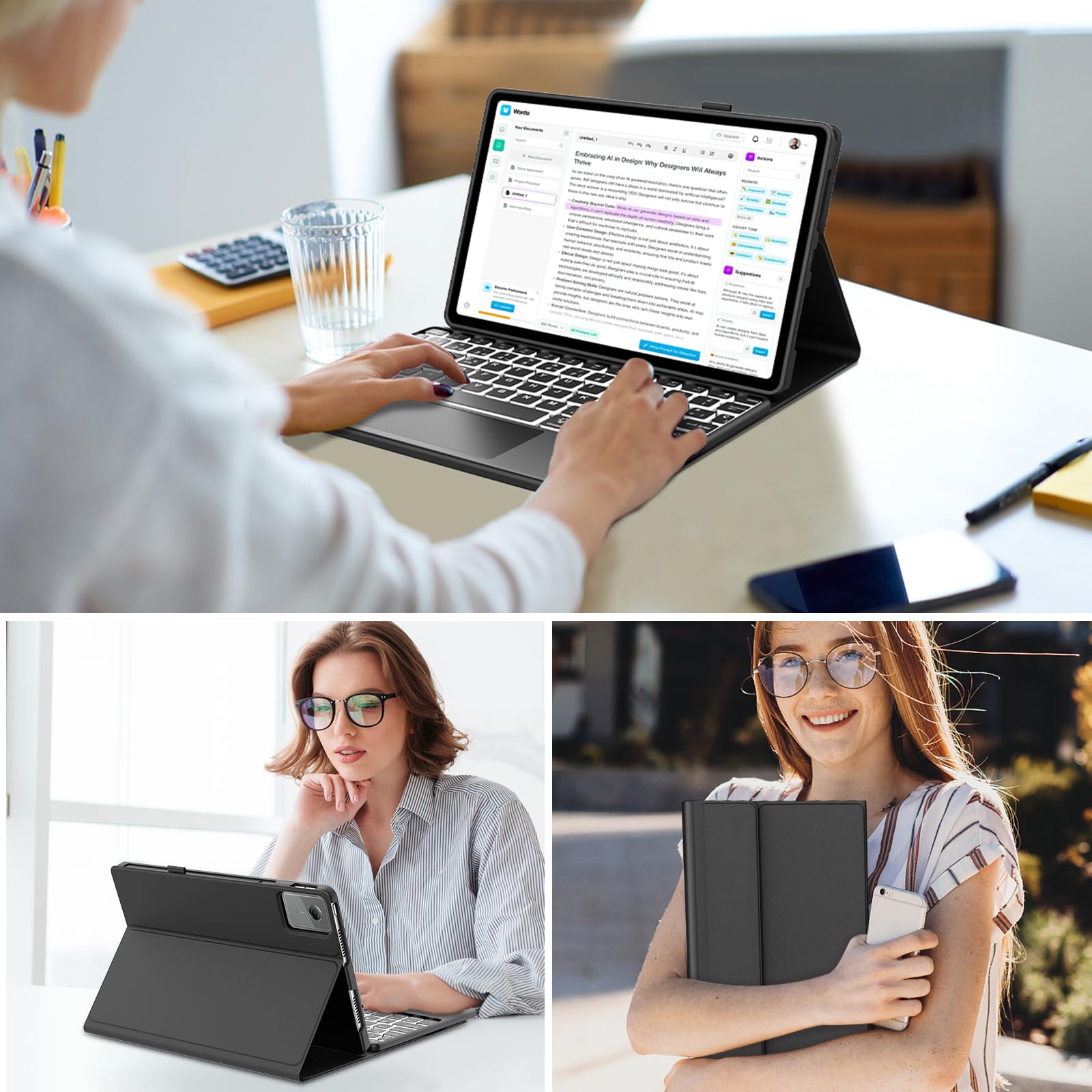 FOGARI Funda Teclado con Touchpad para Lenovo Idea Tab 11" 2025 | Español Ñ Teclado Retroiluminado Magnético Desmontable Bluetooth con Trackpad para Lenovo Idea Tab 11 Pulgadas 2025, Negro
