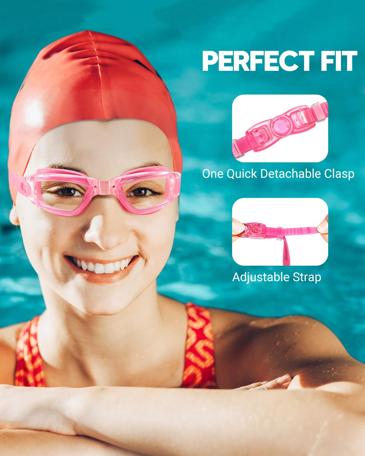 Juego de 2 gafas de natación sin fugas para adultos, hombres, mujeres, jóvenes